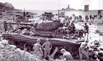 A M4A1 Duplex Drive tank of the 753rd Tank Battalion which landed with Camel Force in support of the 36th ID near St. Raphael during Operation Dragoon,the landings in southern France August 15 ,1944.jpg