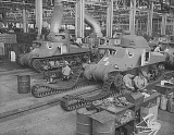 Tank production at Chrysler tank arsenal. First series were are powered by 400 horsepower Wright Whirlwind aviation engines