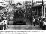 M4A3E8 Castro enters Santa Claka in Sherman tanks.jpg