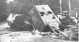 Maus V2 destroyed prototype. Note the destroyed hull and a preserved turret later salvaged by the Soviets