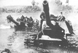 SU-152 crossing a river in fording