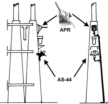 Схема расположения антенн станции оповещения об излучающем сигнале (ранний вариант)