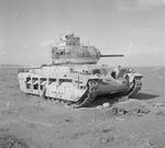 A British Matilda tank in the Western Desert, recaptured from the Germans who had used it against the British in Bardia, 3 January 1942.jpg